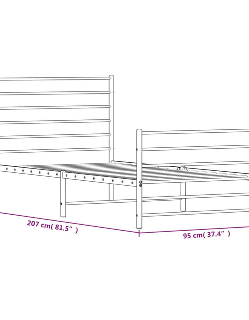 Încărcați imaginea în vizualizatorul Galerie, Cadru pat metalic cu tăblii de cap/picioare, negru, 90x200 cm

