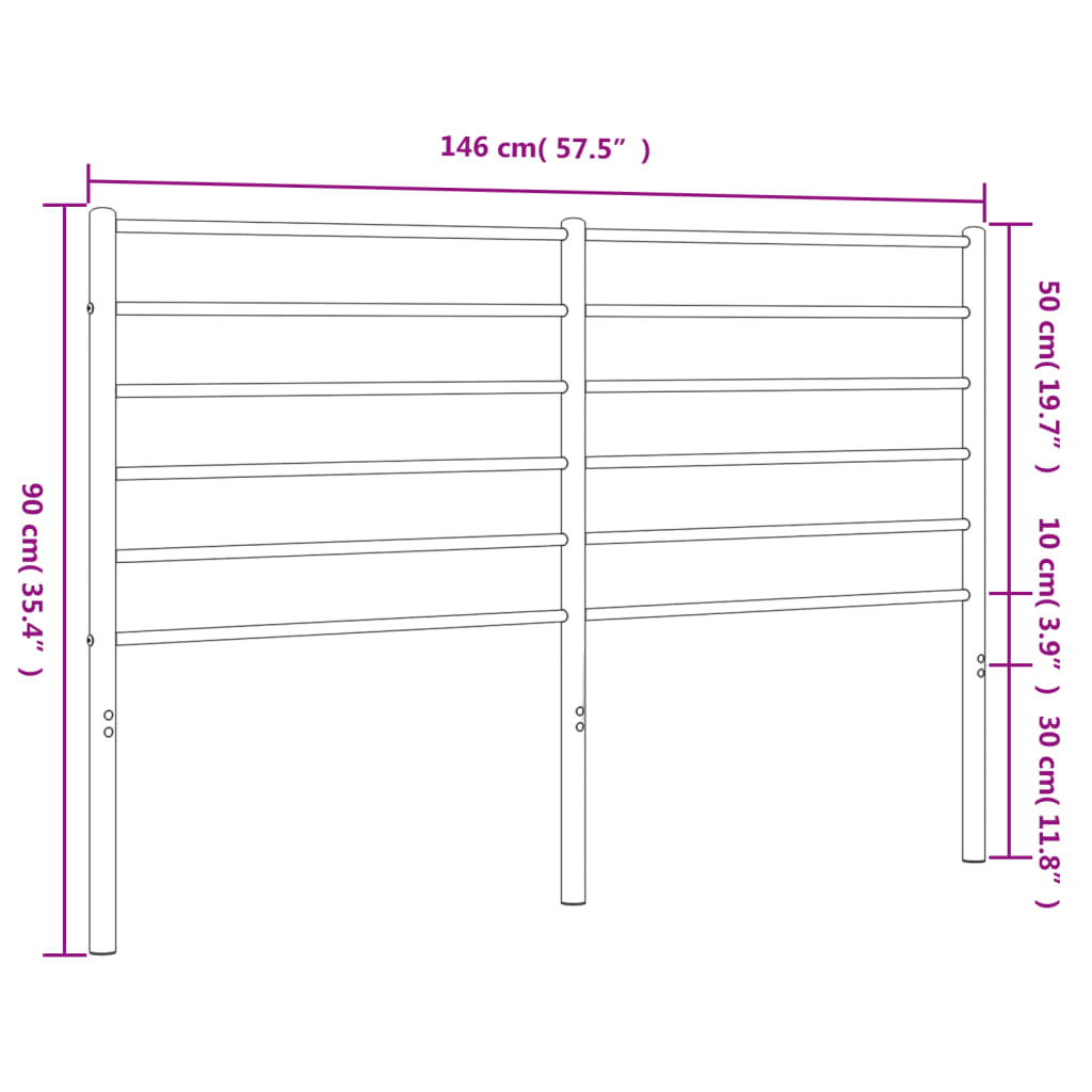 Tăblie de pat metalică, negru, 140 cm