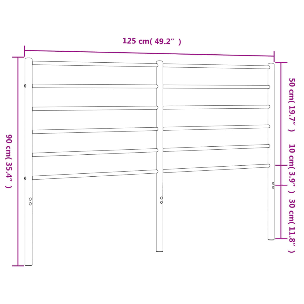 Tăblie de pat metalică, alb, 120 cm