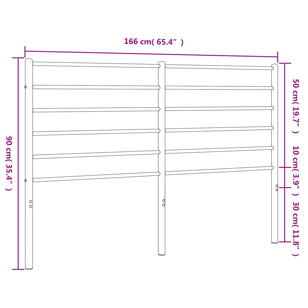 Tăblie de pat metalică, alb, 160 cm