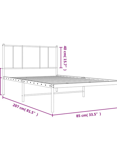 Загрузите изображение в средство просмотра галереи, Cadru de pat metalic cu tăblie, negru, 80x200 cm
