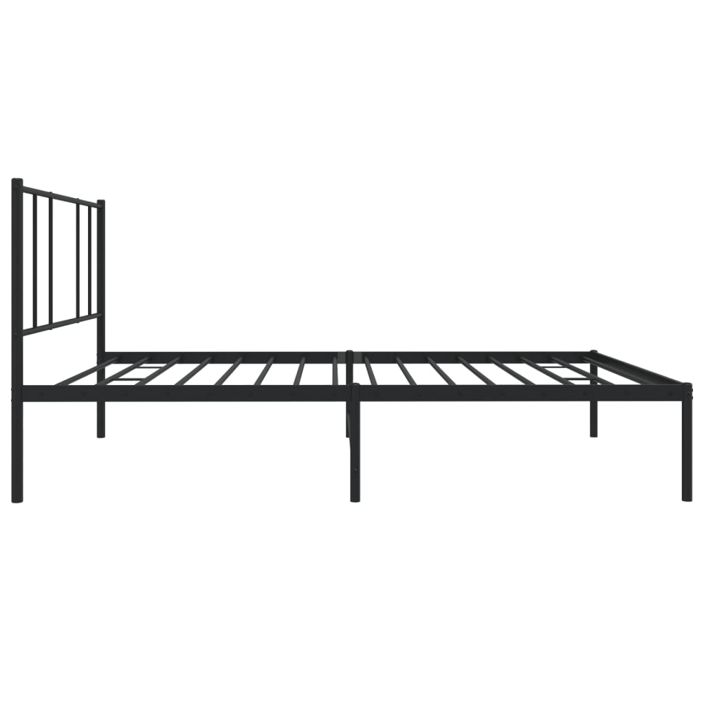 Cadru de pat din metal cu tăblie, negru, 107x203 cm