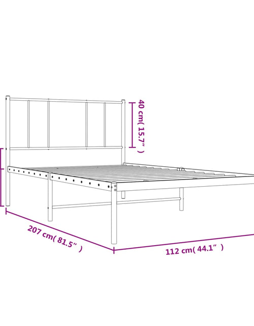 Încărcați imaginea în vizualizatorul Galerie, Cadru de pat din metal cu tăblie, negru, 107x203 cm

