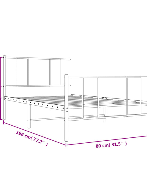 Încărcați imaginea în vizualizatorul Galerie, Cadru pat metalic cu tăblii de cap/picioare, negru, 75x190 cm
