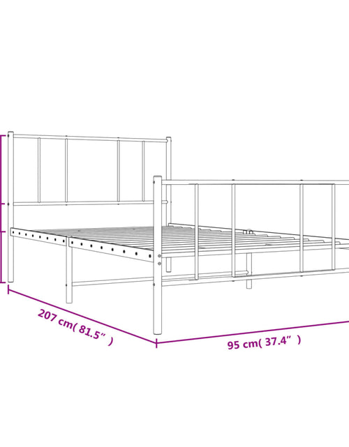 Încărcați imaginea în vizualizatorul Galerie, Cadru pat metalic cu tăblii de cap/picioare, negru, 90x200 cm
