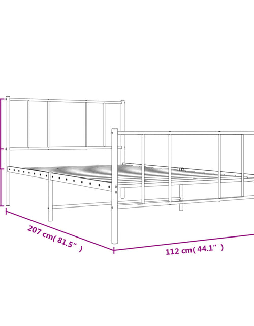 Încărcați imaginea în vizualizatorul Galerie, Cadru pat metalic cu tăblii de cap/picioare, negru, 107x203 cm
