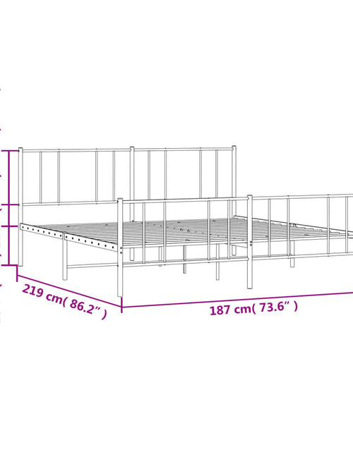 Încărcați imaginea în vizualizatorul Galerie, Cadru pat metalic cu tăblii de cap/picioare, negru, 183x213 cm
