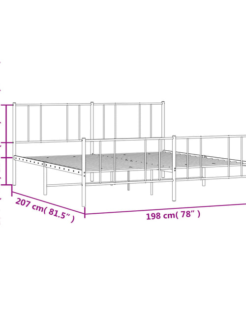 Încărcați imaginea în vizualizatorul Galerie, Cadru pat metalic cu tăblii de cap/picioare, negru, 193x203 cm
