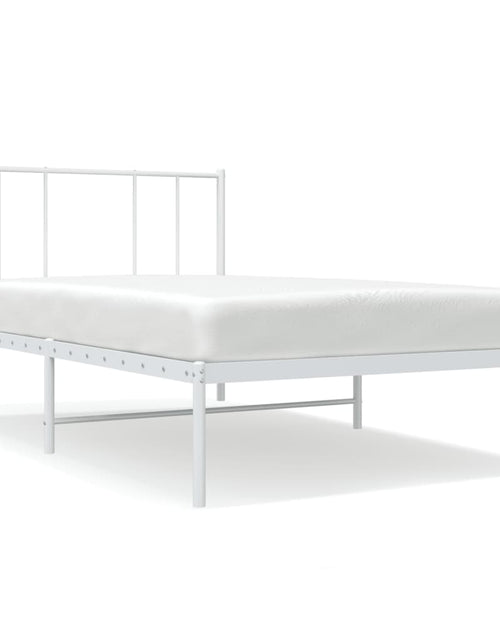 Загрузите изображение в средство просмотра галереи, Cadru de pat din metal cu tăblie, alb, 107x203 cm

