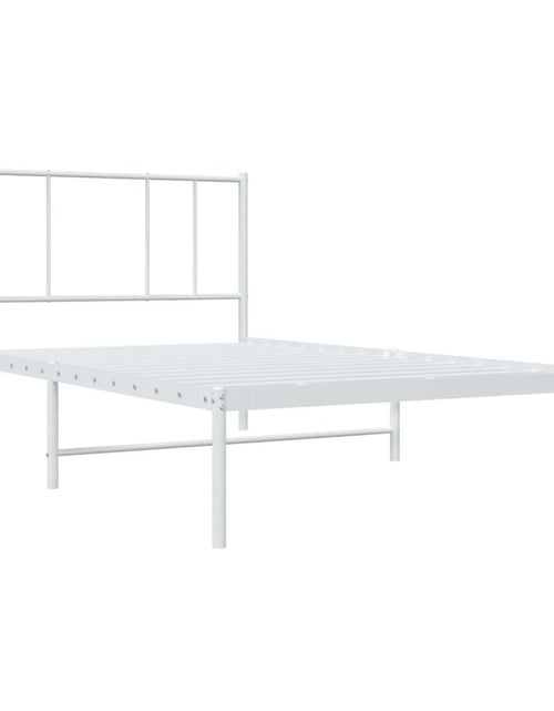 Загрузите изображение в средство просмотра галереи, Cadru de pat din metal cu tăblie, alb, 107x203 cm
