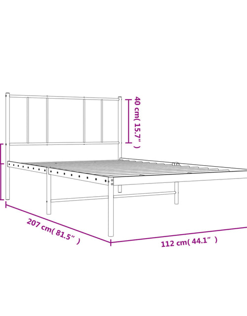 Încărcați imaginea în vizualizatorul Galerie, Cadru de pat din metal cu tăblie, alb, 107x203 cm
