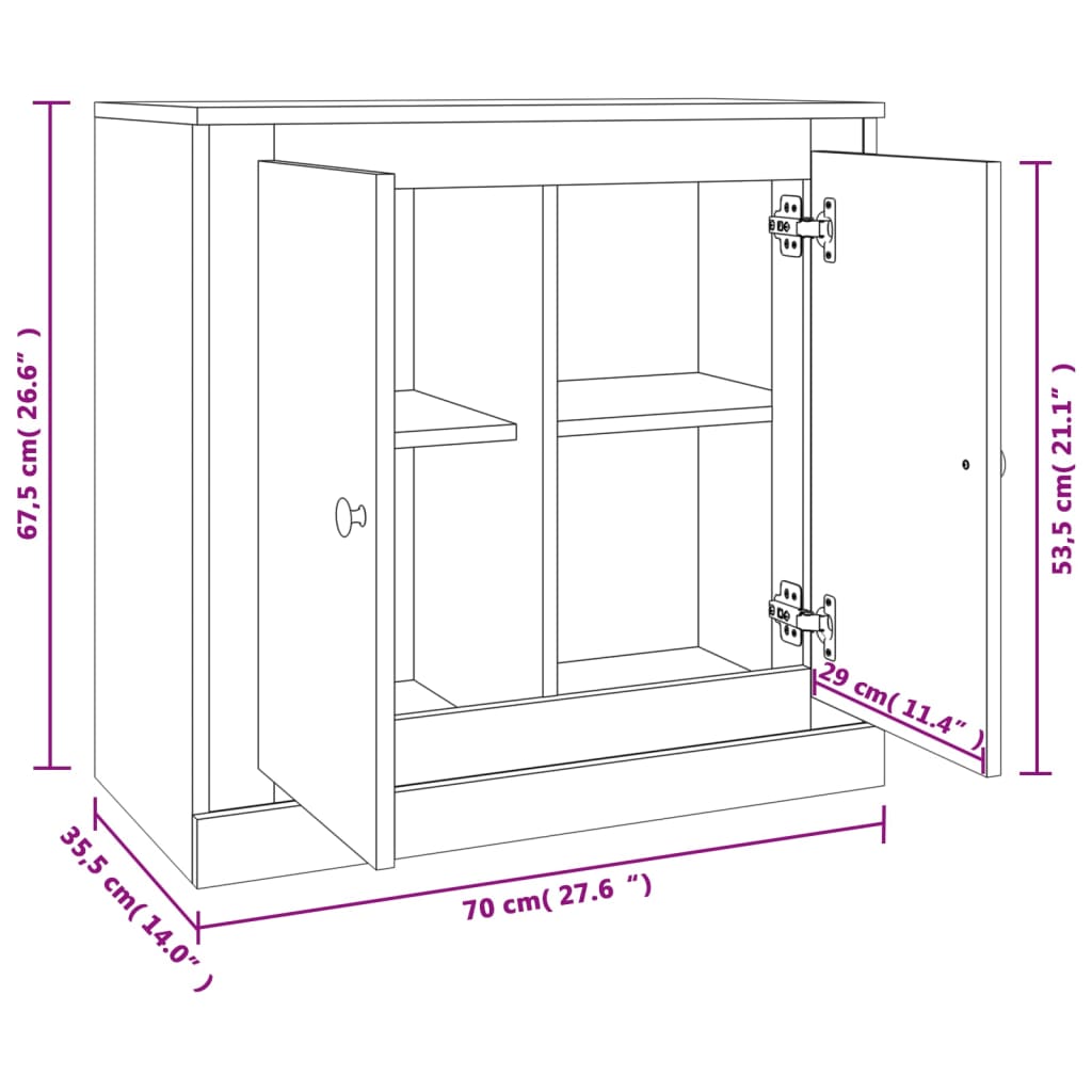 Servantă, stejar sonoma, 70x35,5x67,5 cm, lemn prelucrat