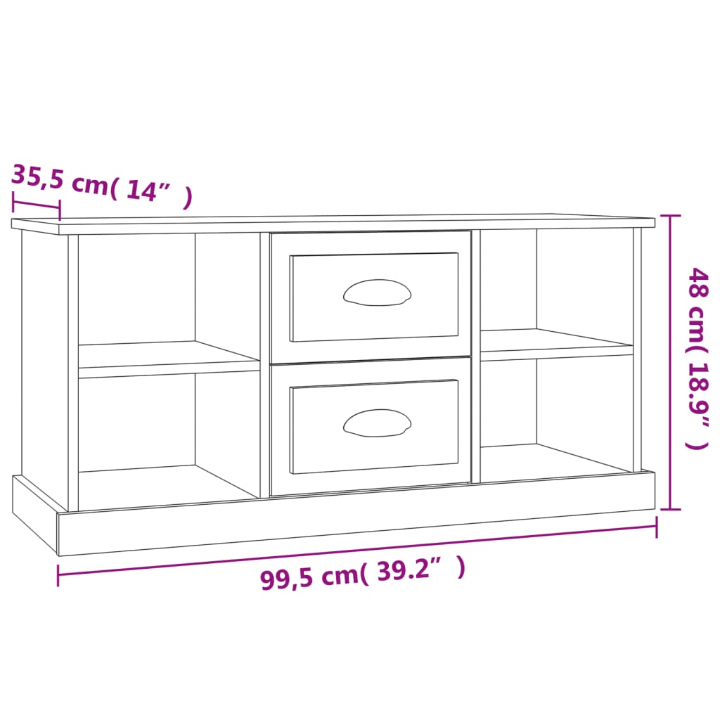 Comodă TV, stejar sonoma, 99,5x35,5x48 cm, lemn prelucrat