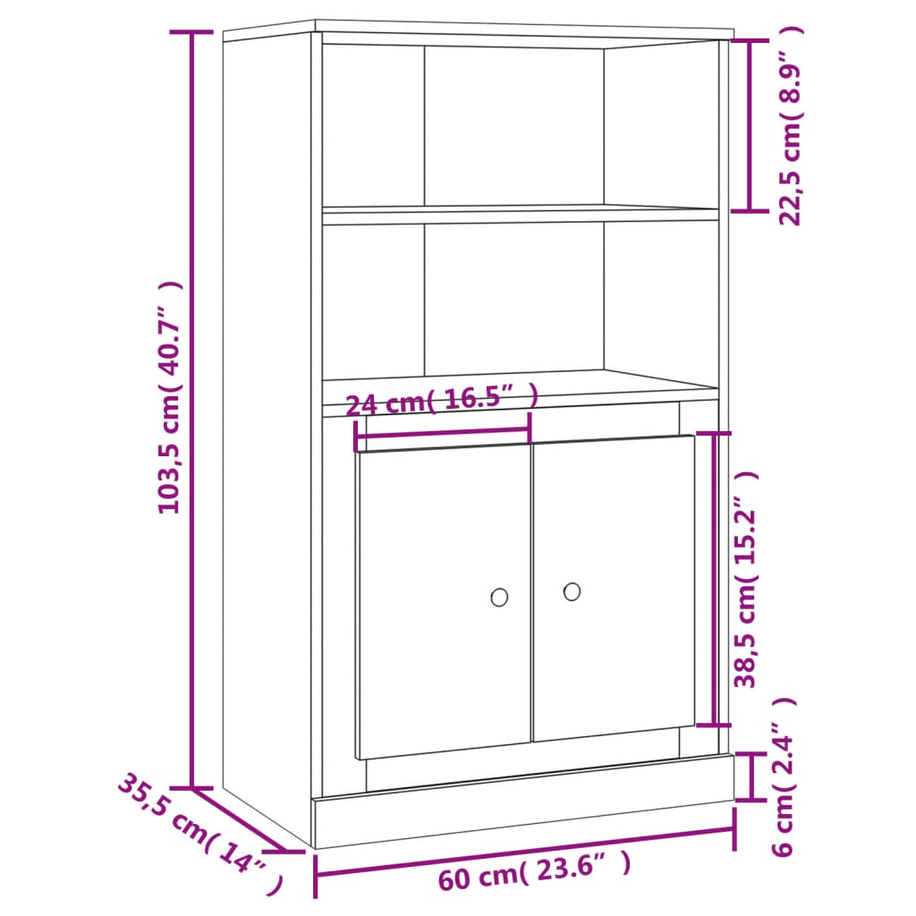 Dulap înalt, alb, 60x35,5x103,5 cm, lemn prelucrat