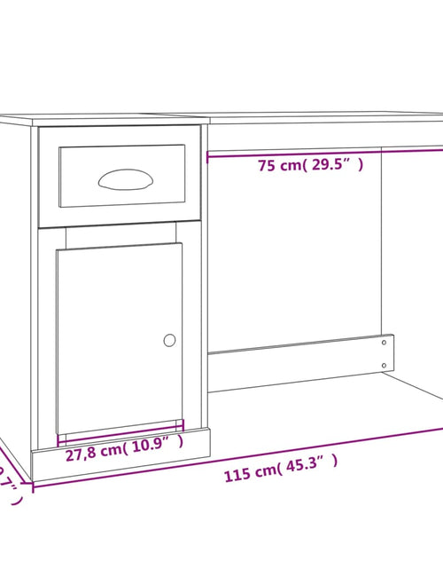 Încărcați imaginea în vizualizatorul Galerie, Birou cu sertar, alb extralucios, 115x50x75 cm, lemn prelucrat
