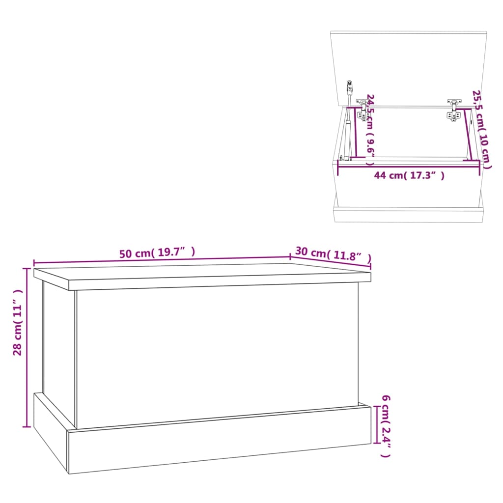 Cutie de depozitare, gri beton, 50x30x28 cm, lemn prelucrat - Lando