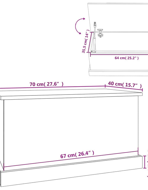 Загрузите изображение в средство просмотра галереи, Cutie de depozitare, stejar afumat, 70x40x38 cm, lemn prelucrat
