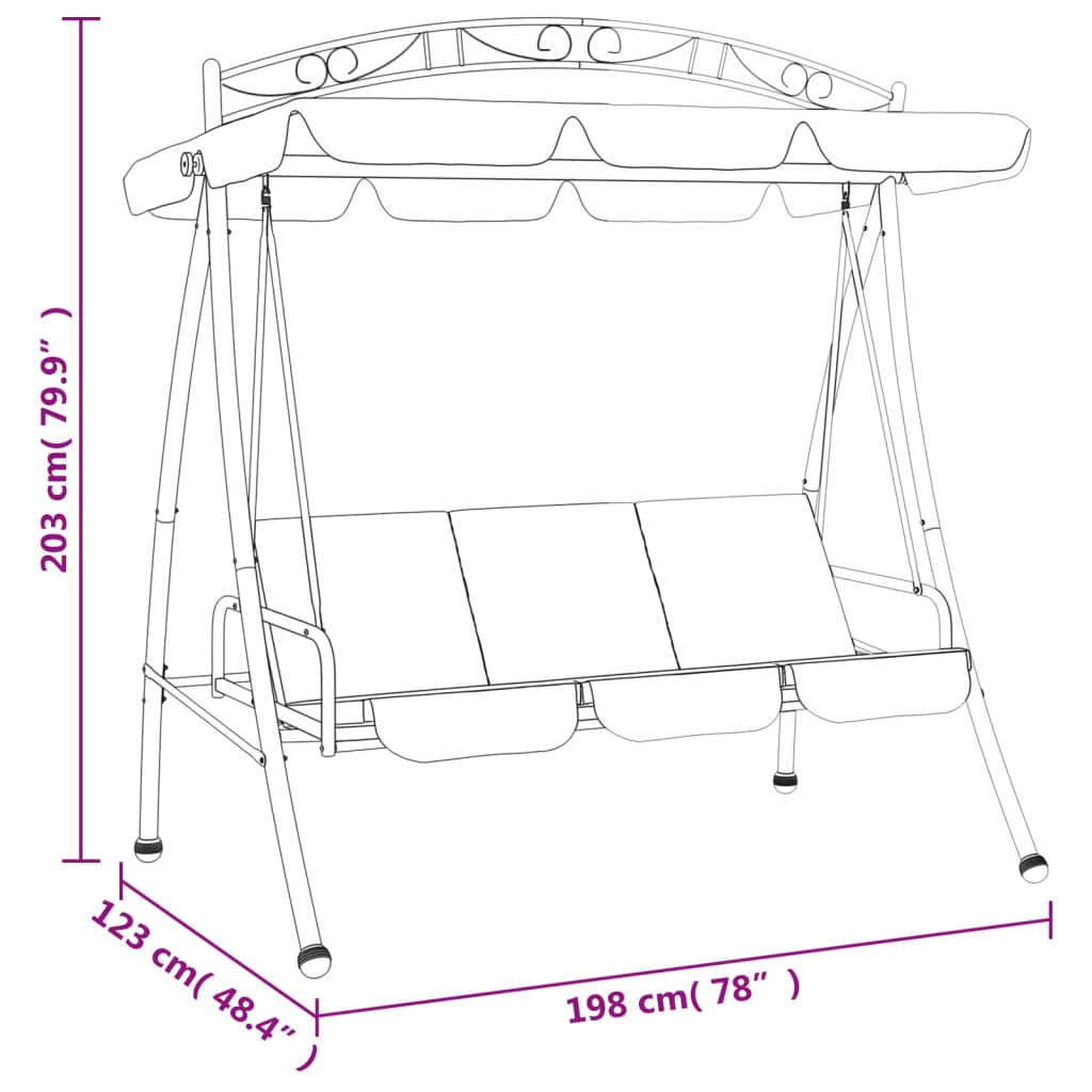 Balansoar de grădină cu baldachin verde 198 cm țesătură și oțel