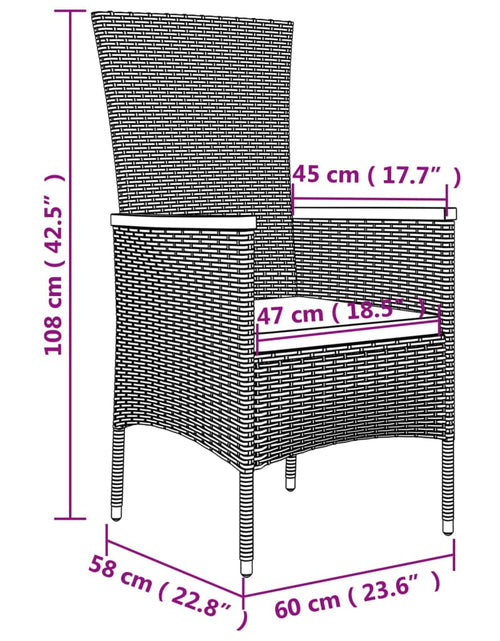 Загрузите изображение в средство просмотра галереи, Set mobilier de grădină cu perne, 3 piese, negru, poliratan
