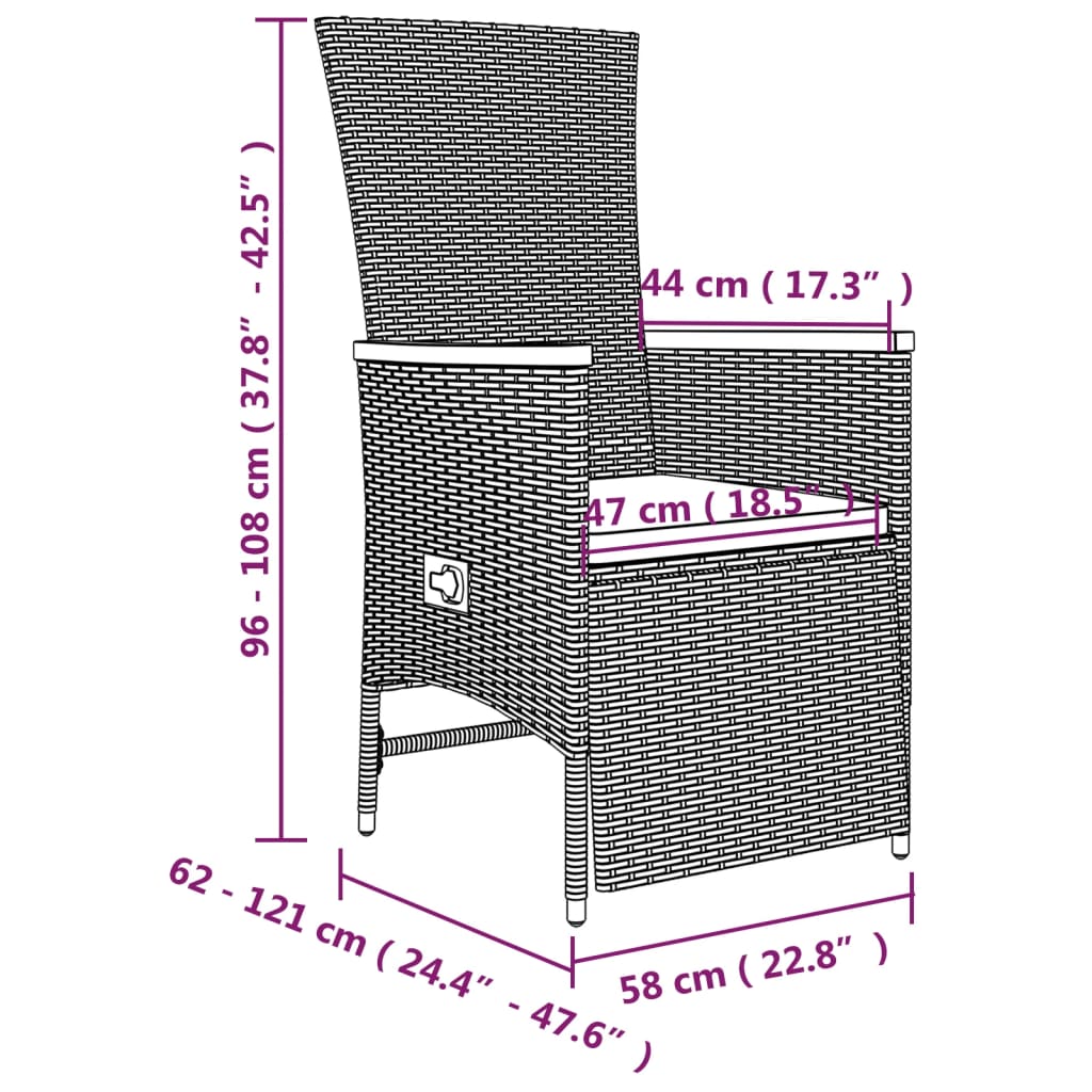 Set mobilier de grădină cu perne, 3 piese, gri, poliratan