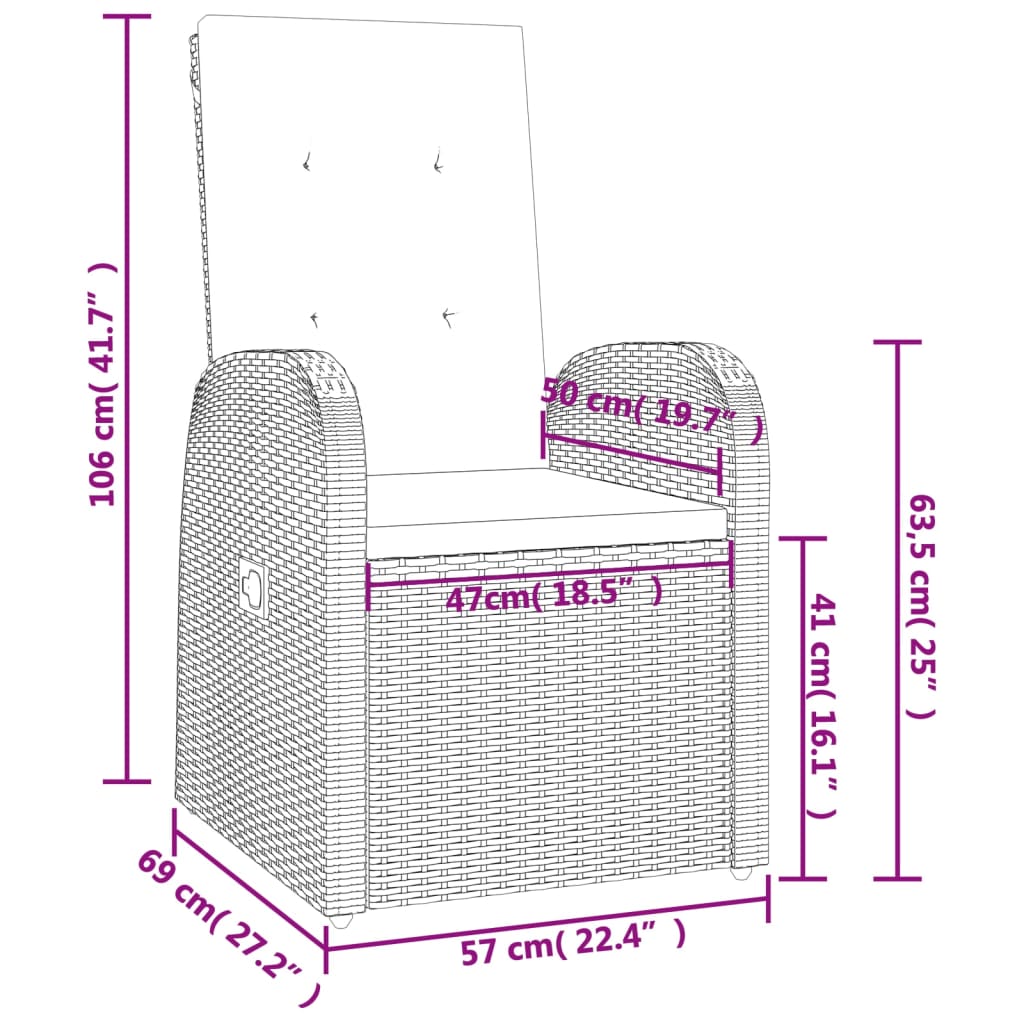 Set mobilier de grădină cu perne, 3 piese, gri, poliratan