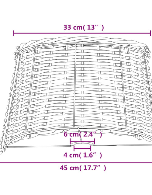 Загрузите изображение в средство просмотра галереи, Abajur de veioză, maro, Ø45x28 cm, răchită
