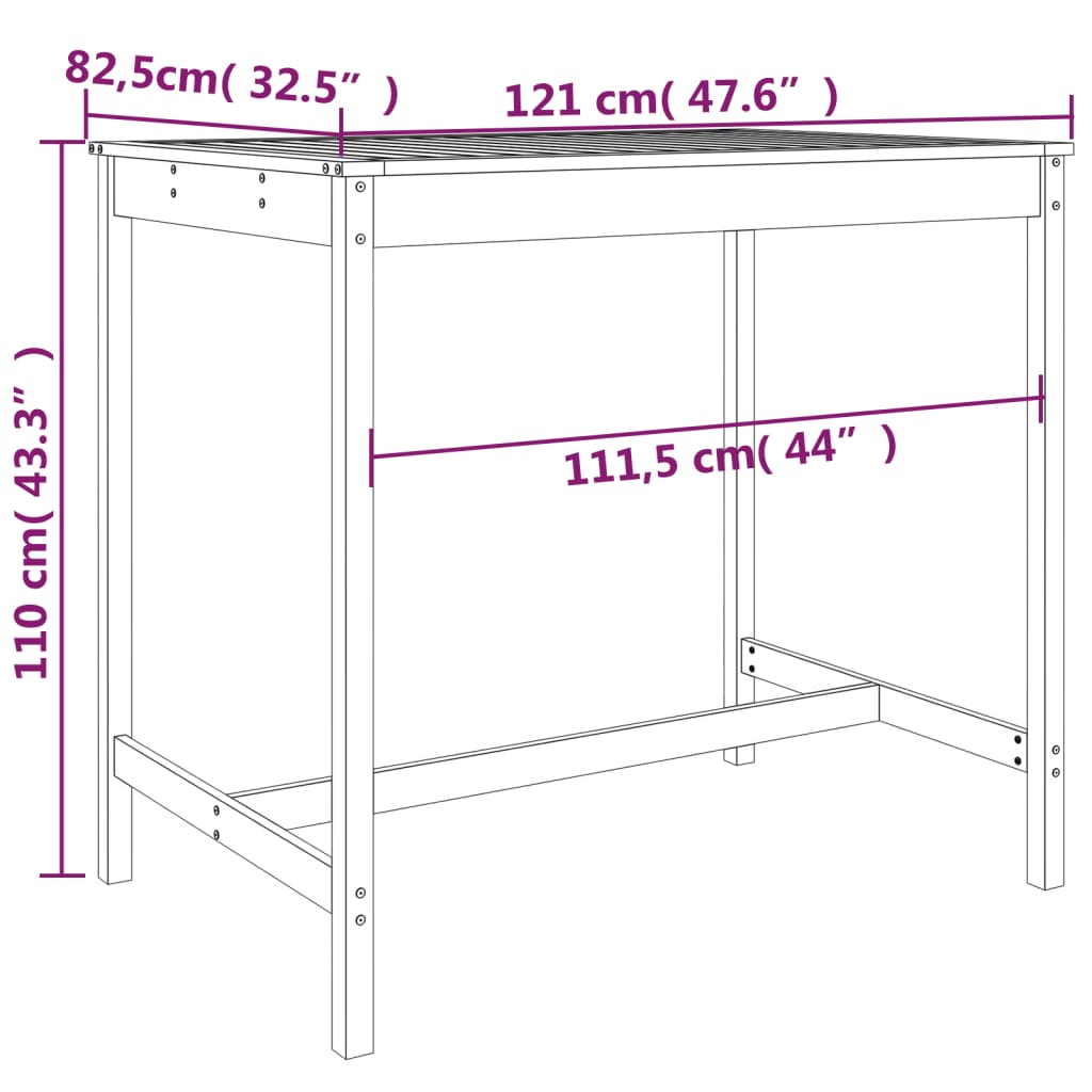 Set mobilier bar pentru grădină, 5 piese, gri, lemn masiv pin