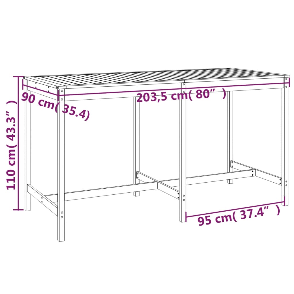 Set bar de grădină, 9 piese, gri, lemn masiv de pin