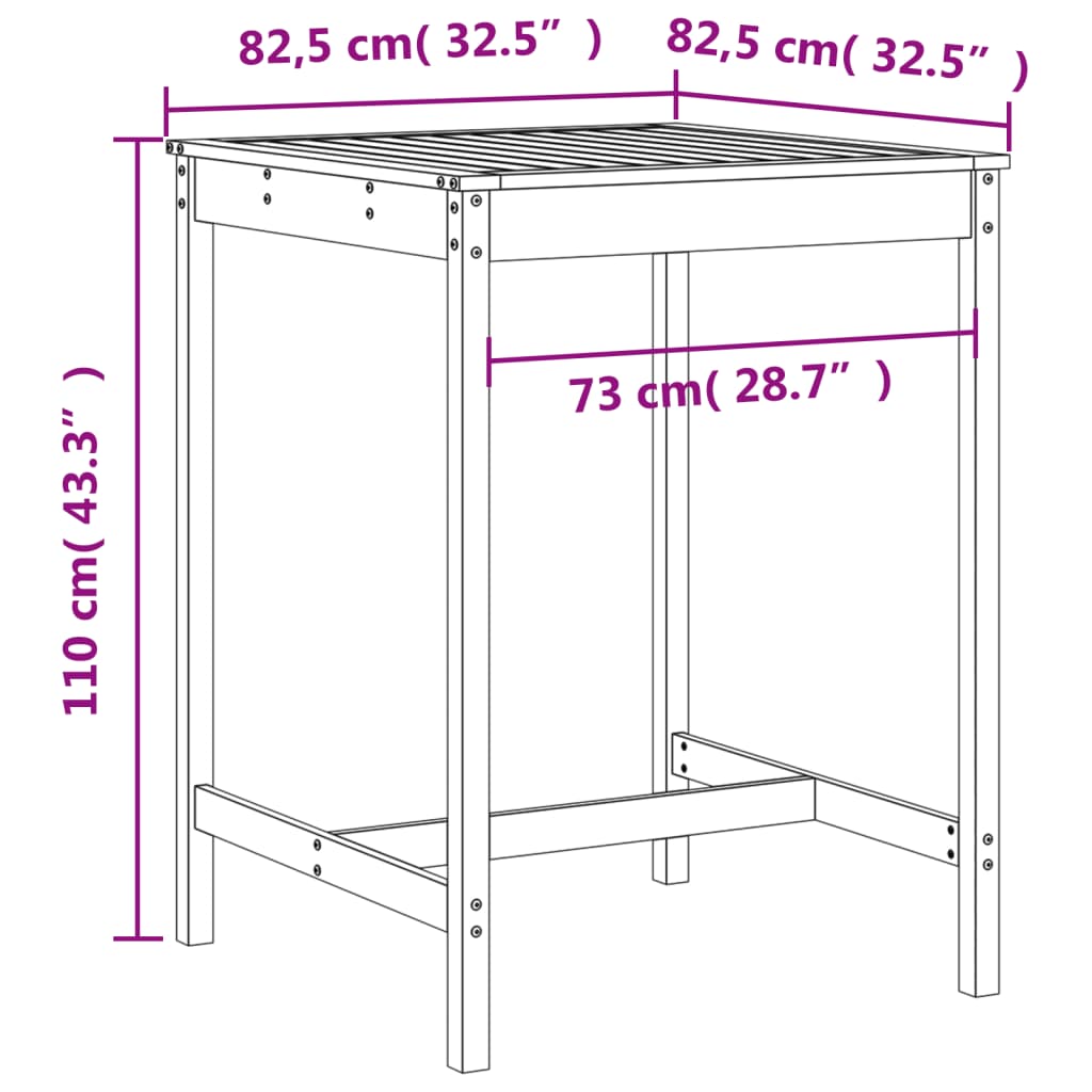 Set mobilier bar pentru grădină, 5 piese, gri, lemn masiv pin