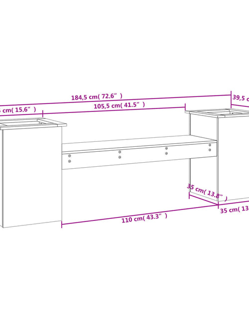 Загрузите изображение в средство просмотра галереи, Jardinieră bancă, negru, 184,5x39,5x56,5 cm, lemn masiv de pin
