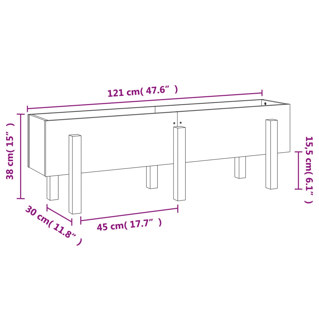 Strat înălțat de grădină maro miere 121x30x38 cm lemn masiv pin