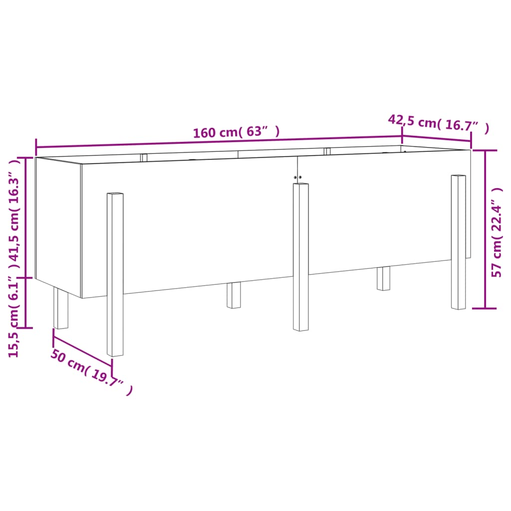 Strat înălțat de grădină maro miere 160x50x57 cm lemn masiv pin