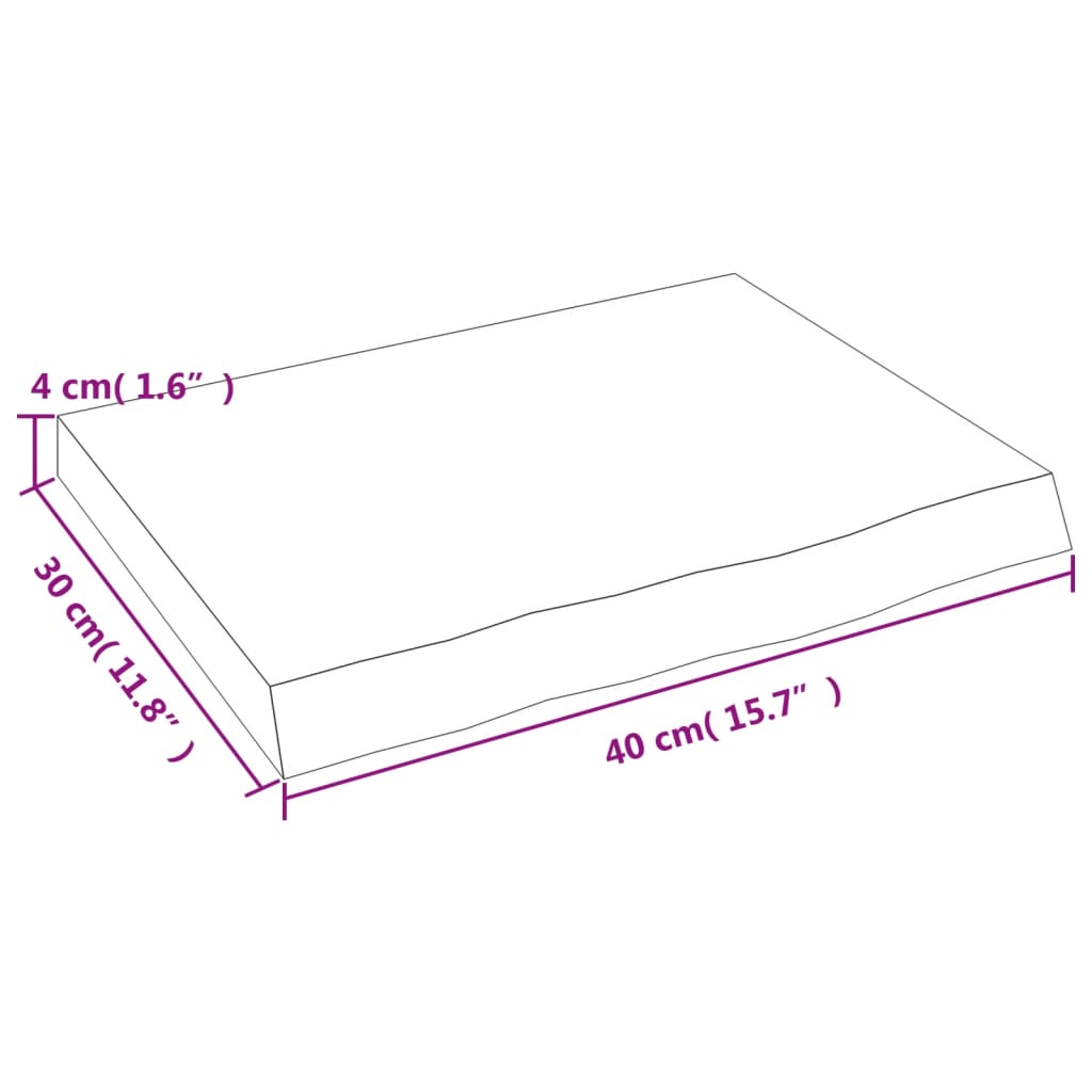 Poliță de perete, 40x30x(2-4) cm, lemn masiv de stejar netratat