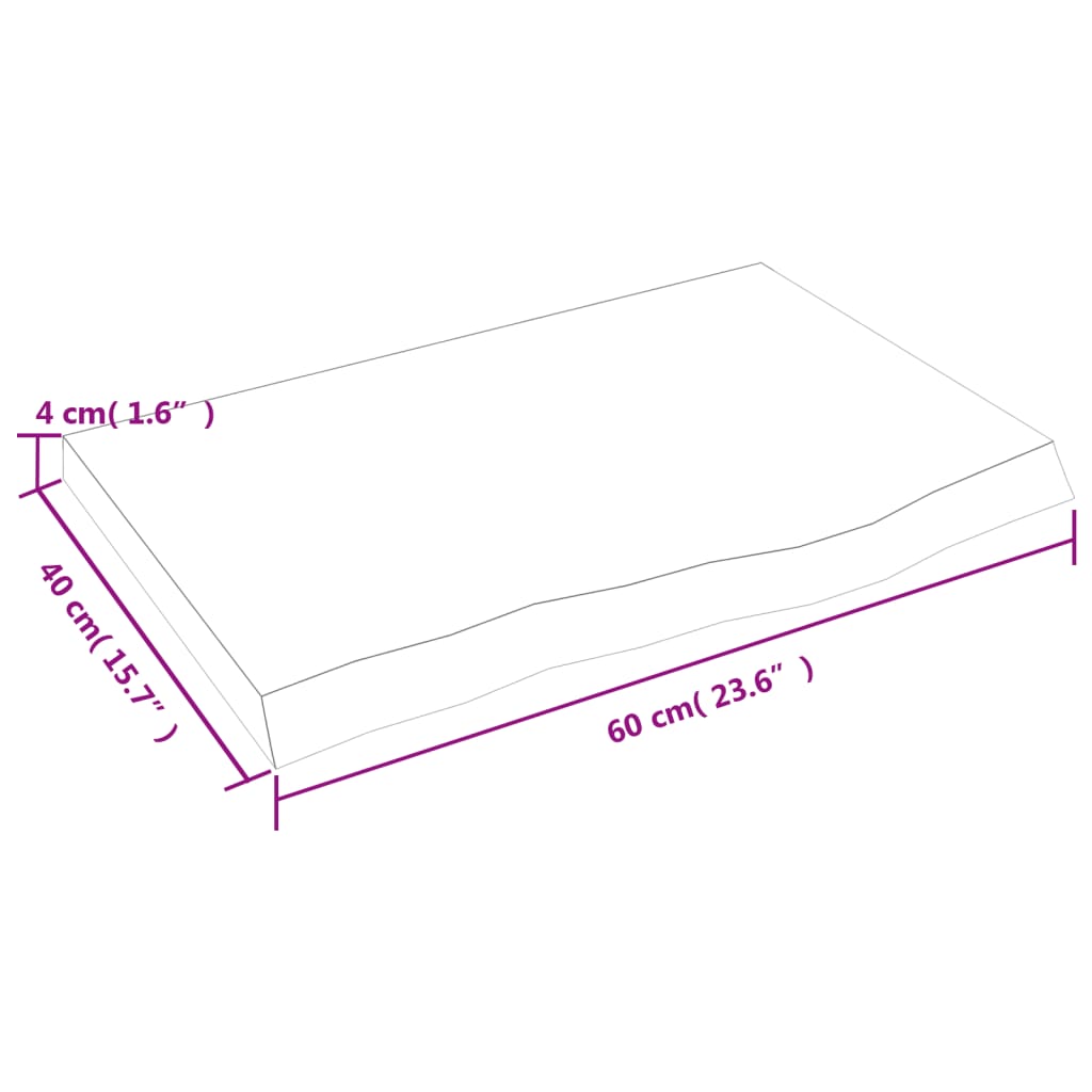 Poliță de perete, 60x40x(2-4) cm, lemn masiv de stejar netratat