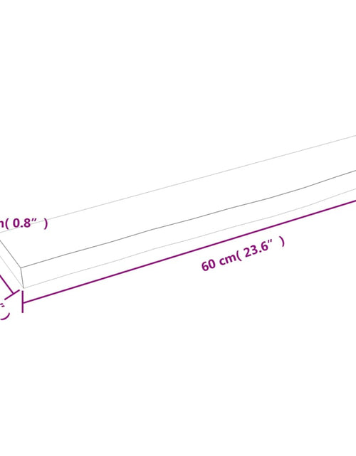 Загрузите изображение в средство просмотра галереи, Poliță perete maro deschis 60x10x2 cm lemn masiv stejar tratat
