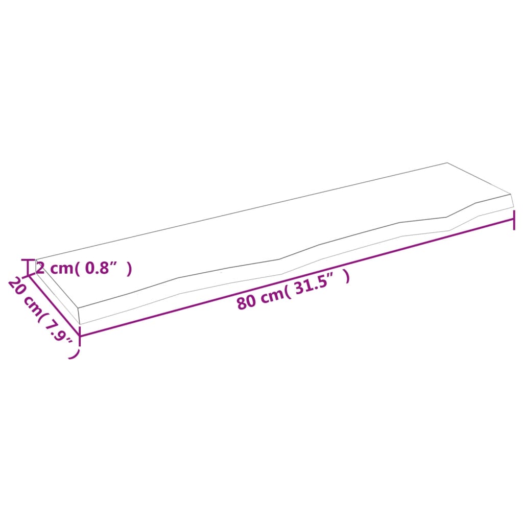 Raft de perete maro închis 80x20x2 cm lemn masiv stejar tratat