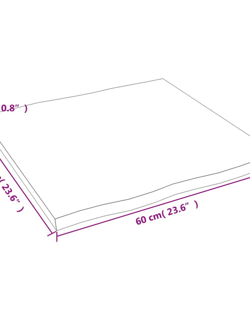 Загрузите изображение в средство просмотра галереи, Blat masă 60x60x2 cm lemn masiv stejar netratat contur organic
