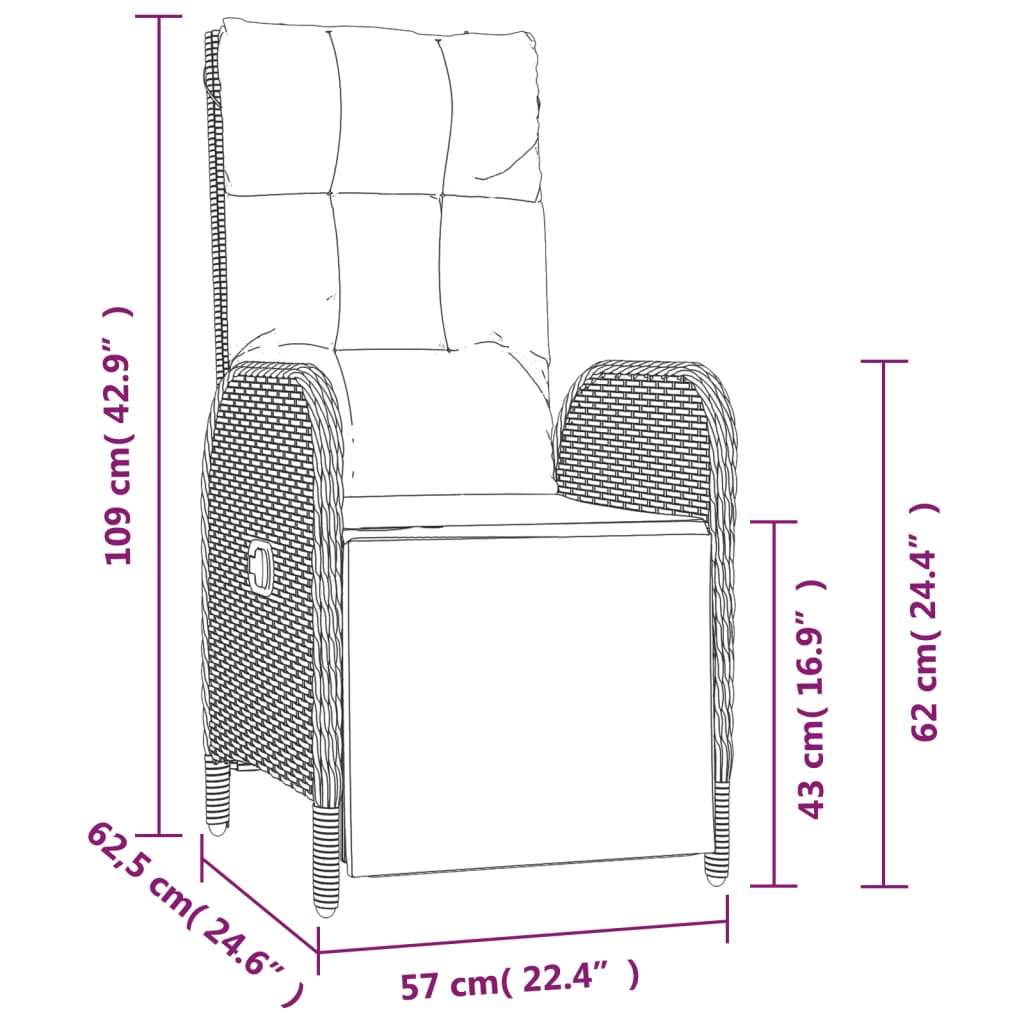 Set mobilier de grădină cu perne, 7 piese, gri, poliratan