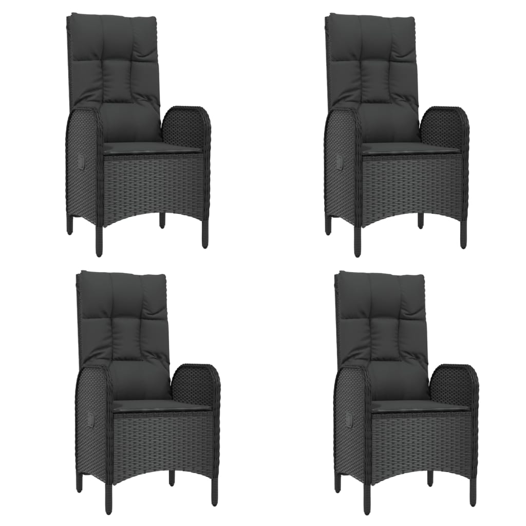 Set mobilier de grădină cu perne, 5 piese, negru, poliratan