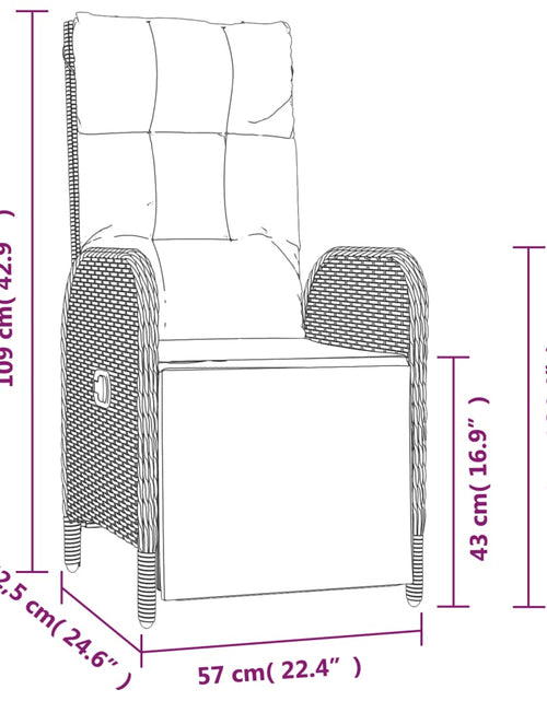 Încărcați imaginea în vizualizatorul Galerie, Set mobilier de grădină cu perne, 3 piese, negru, poliratan
