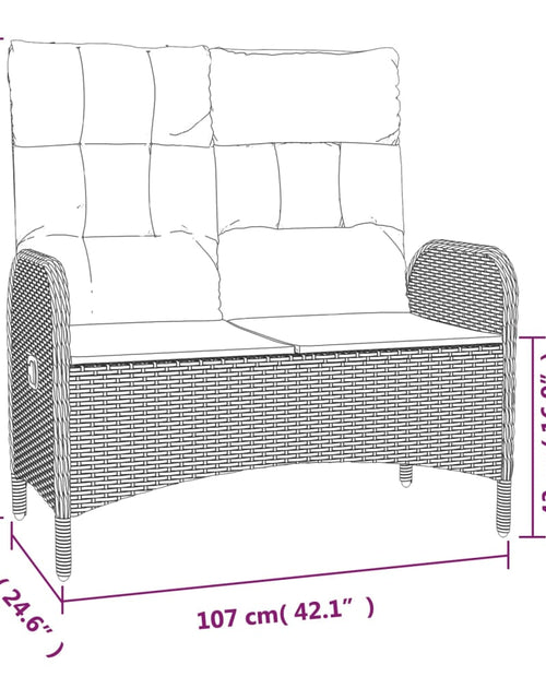 Загрузите изображение в средство просмотра галереи, Set mobilier de grădină cu perne, 3 piese, negru, poliratan
