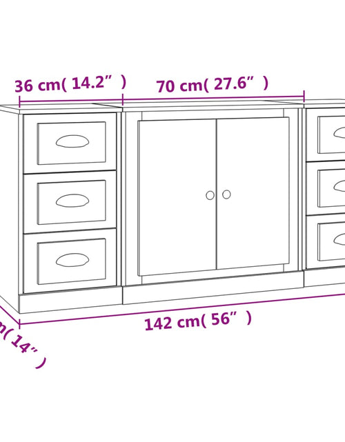 Încărcați imaginea în vizualizatorul Galerie, Servantă, 3 buc., sonoma gri, lemn prelucrat
