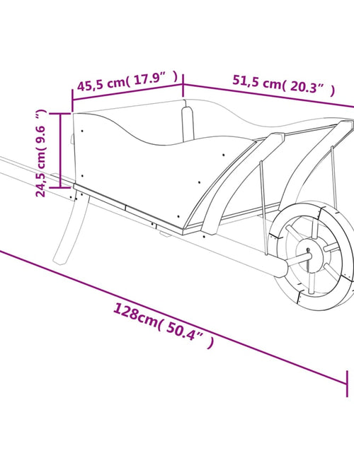 Загрузите изображение в средство просмотра галереи, Jardinieră tip roabă, 128x45,5x43 cm, lemn masiv de brad
