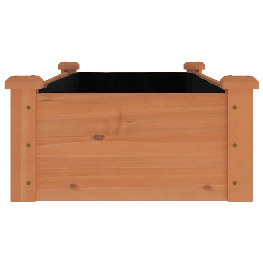 Strat grădină înălțat cu căptușeală maro 120x45x25 cm lemn brad