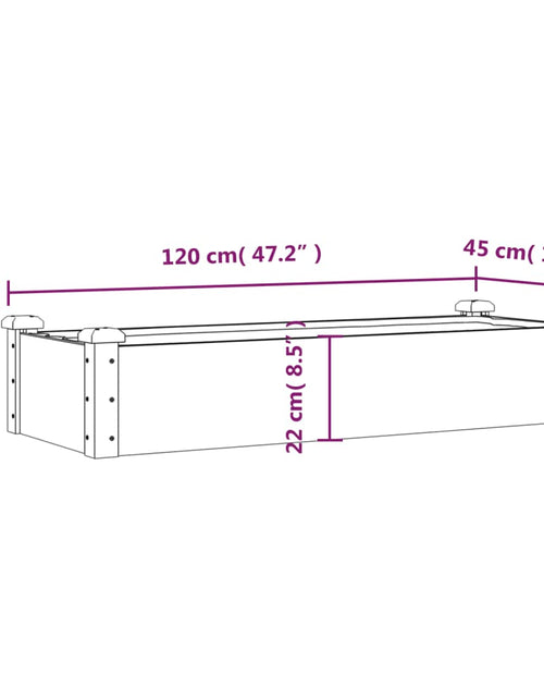 Încărcați imaginea în vizualizatorul Galerie, Strat grădină înălțat cu căptușeală maro 120x45x25 cm lemn brad
