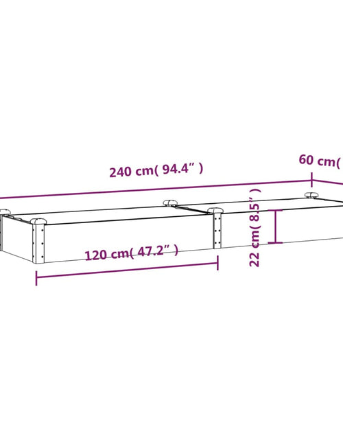 Загрузите изображение в средство просмотра галереи, Strat de grădină înălțat cu căptușeală, 240x60x25 cm, lemn brad
