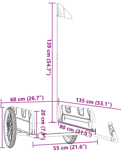 Încărcați imaginea în vizualizatorul Galerie, Remorcă de bicicletă, gri, textil oxford și fier
