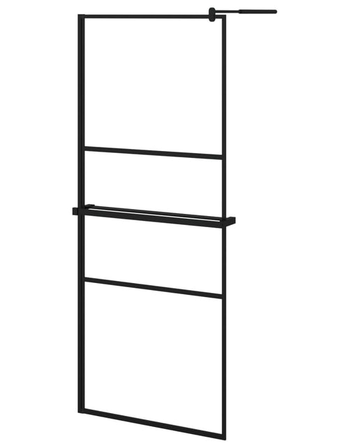 Încărcați imaginea în vizualizatorul Galerie, Paravan duș walk-in cu raft negru 80x195 cm sticlă ESG/aluminiu
