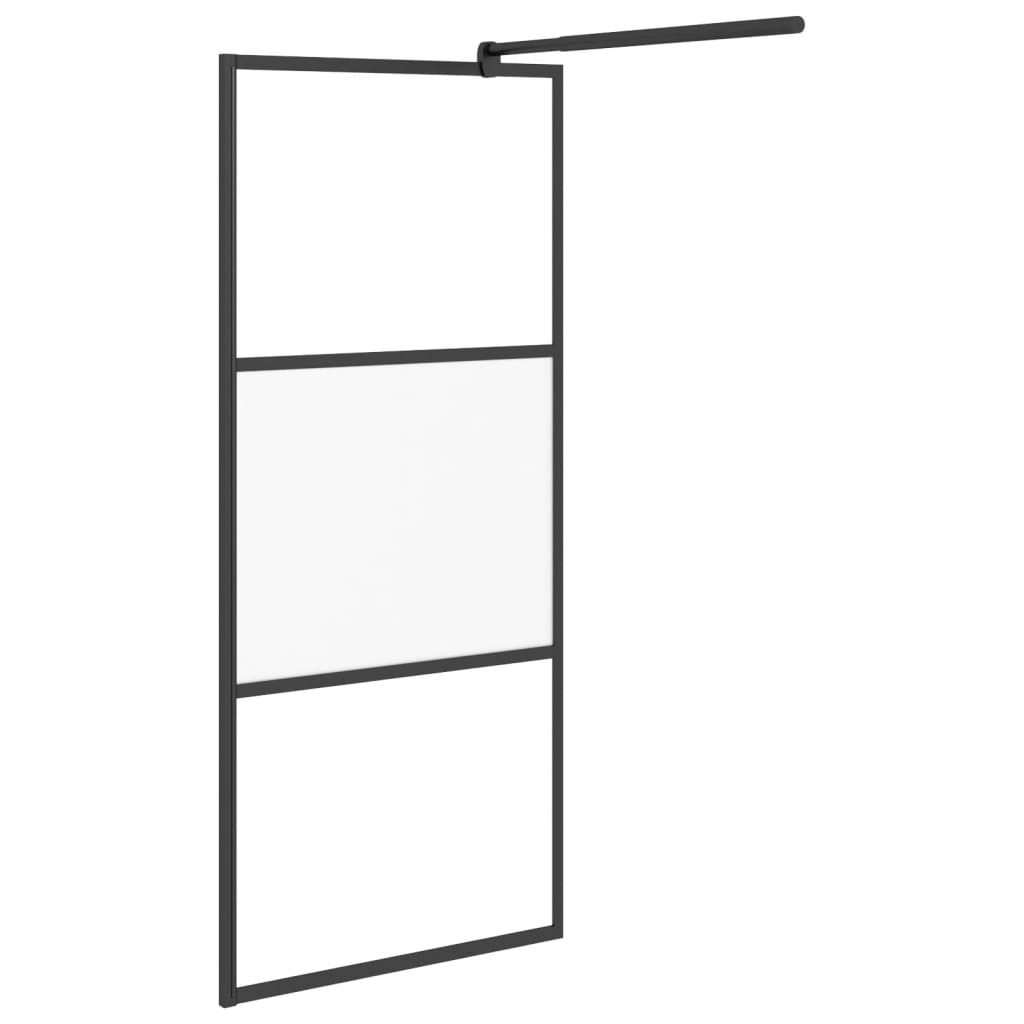 Paravan duș walk-in cu raft negru 80x195 cm sticlă ESG/aluminiu