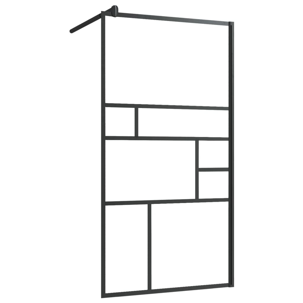 Paravan duș walk-in cu raft negru 90x195 cm sticlă ESG/aluminiu